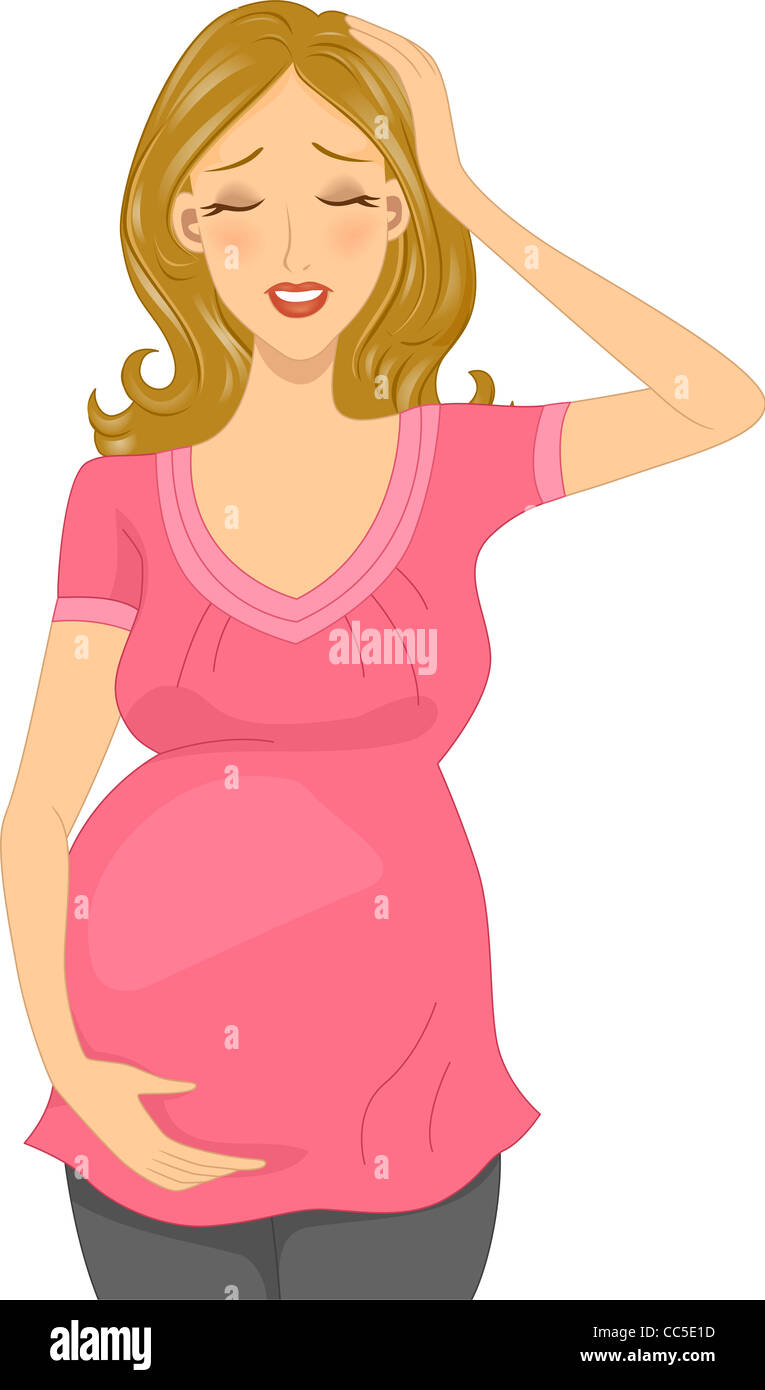 Illustration of a Pregnant Woman Experiencing a Headache Stock Photo - Alamy