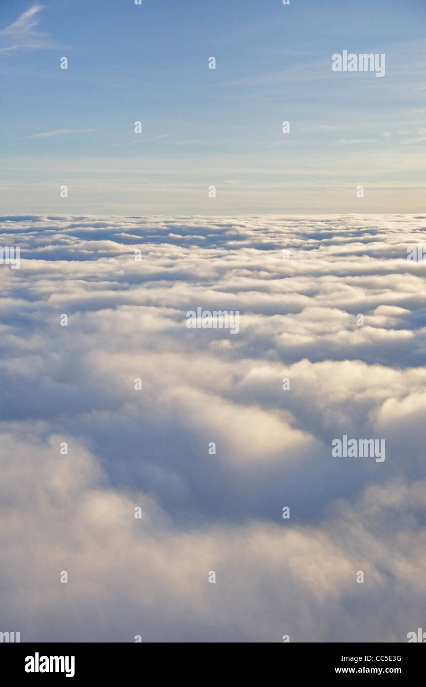 View of clouds from aircraft over United Kingdom Stock Photo