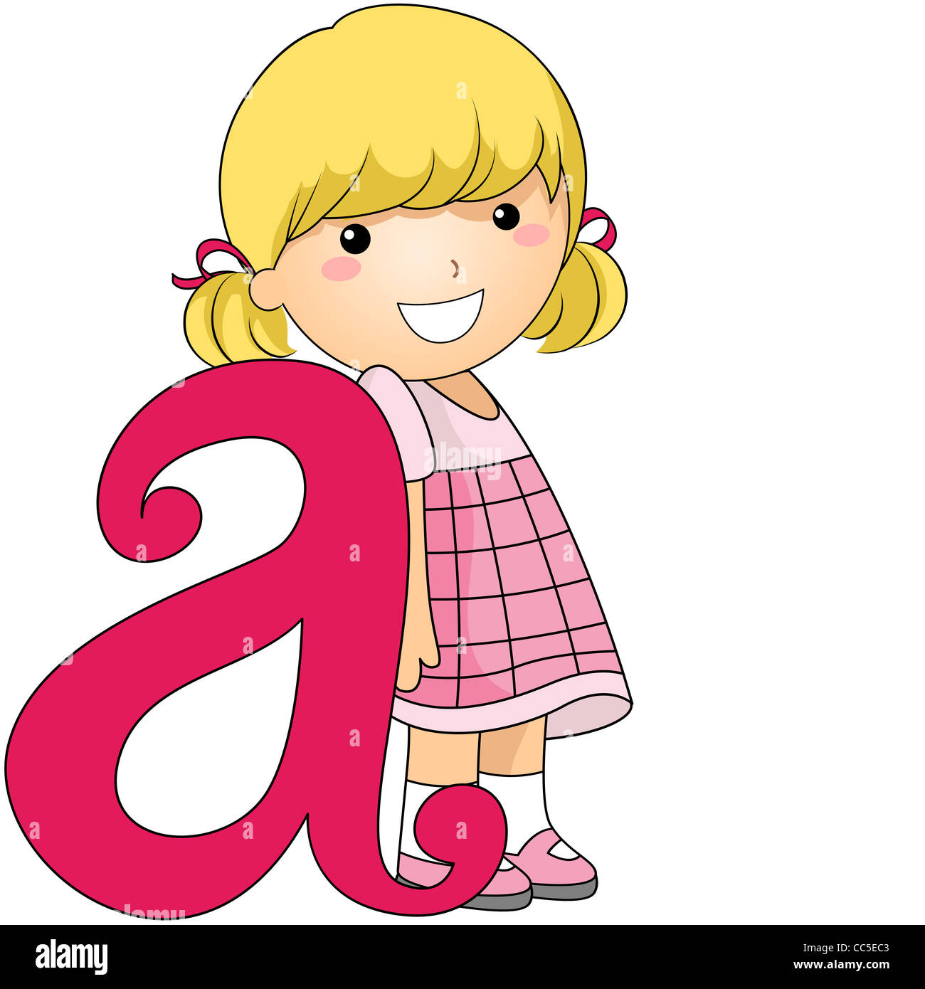 Illustration of a Kid Leaning Against a Letter A Stock Photo - Alamy