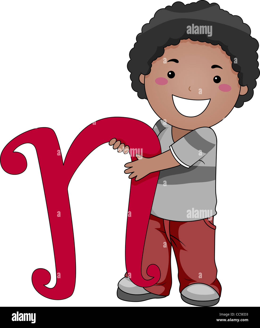 Illustration of a Kid Holding a Letter N Stock Photo - Alamy