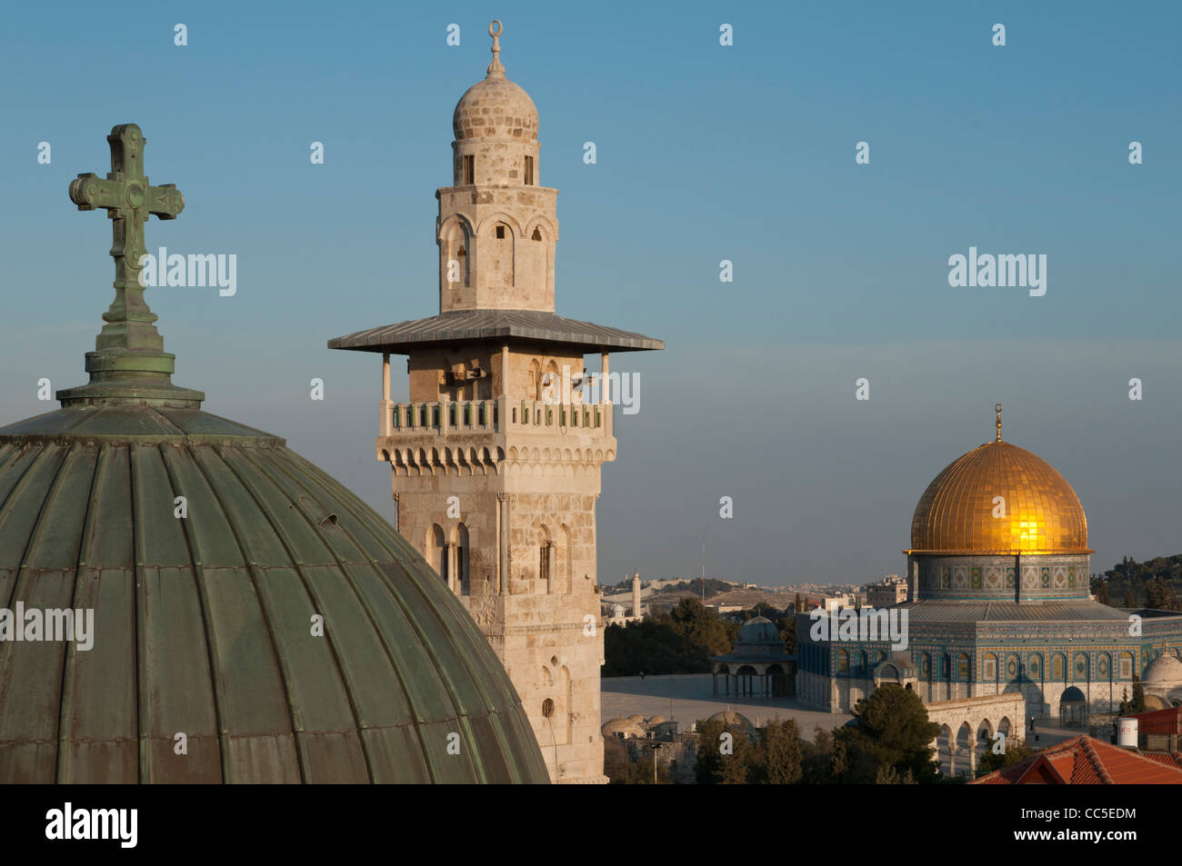 Ecce Homo minaret and Dome of the Rock, Jerusalem, Israel Stock Photo