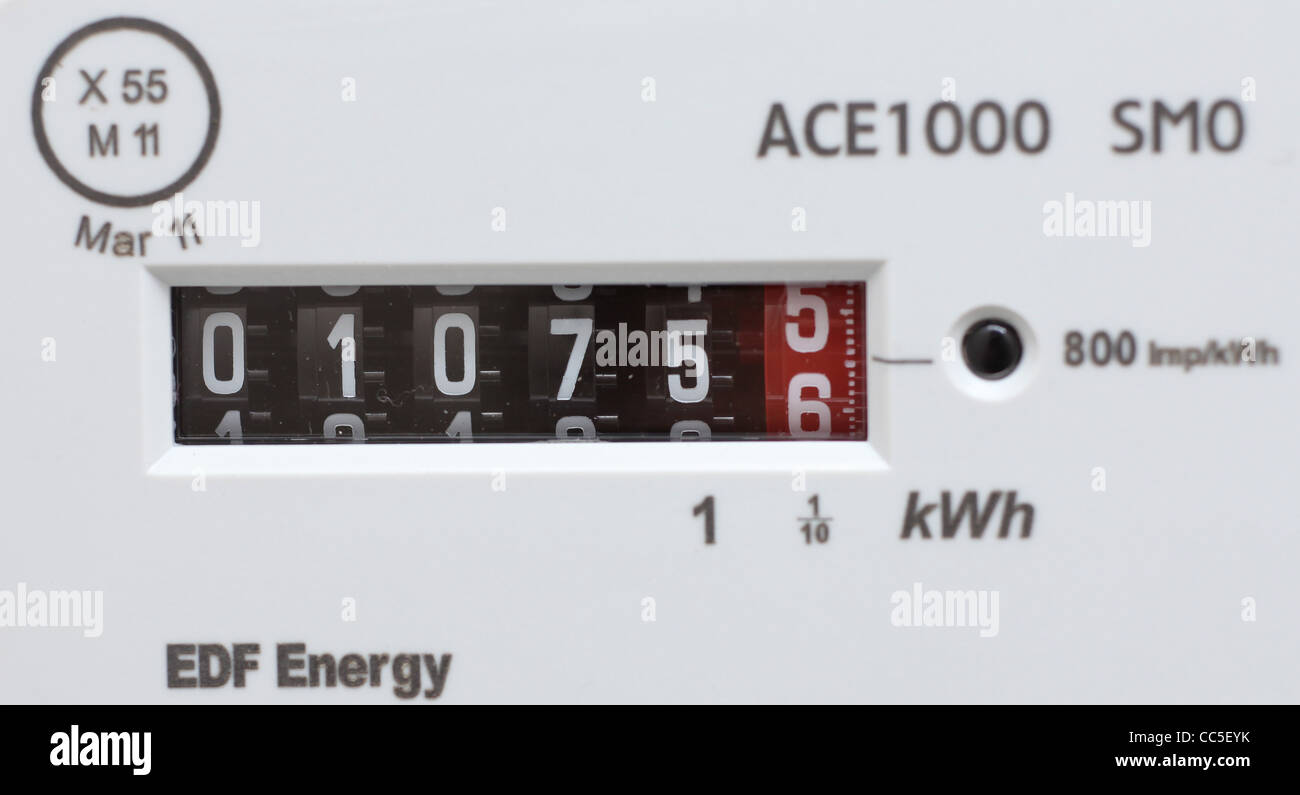 Close up of a domestic electrical meter. Picture by Jamie Mann. Stock Photo
