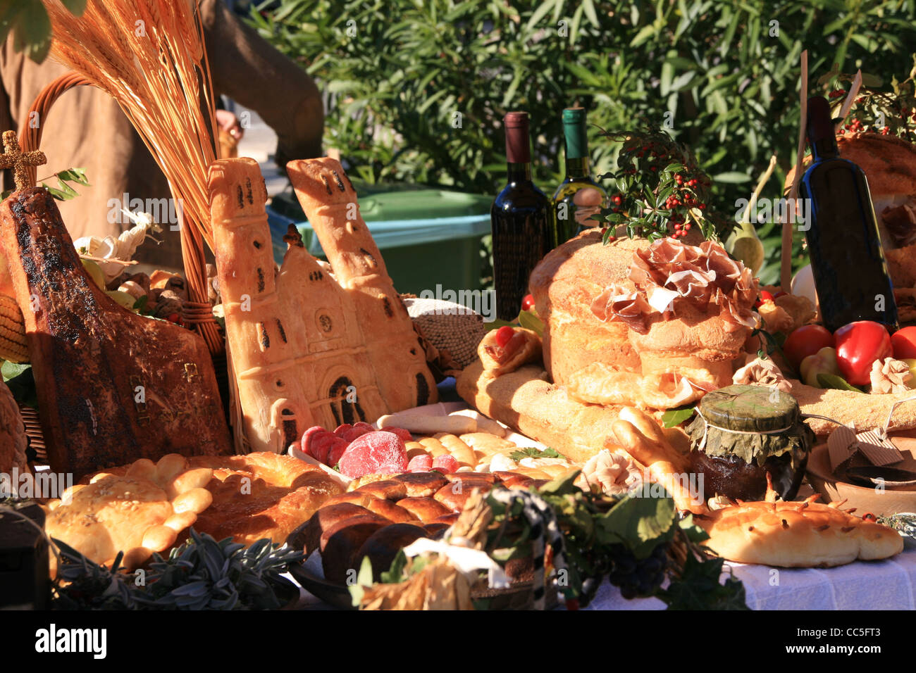 Market stall at the Harvest Festival in Mali Losinj Stock Photo