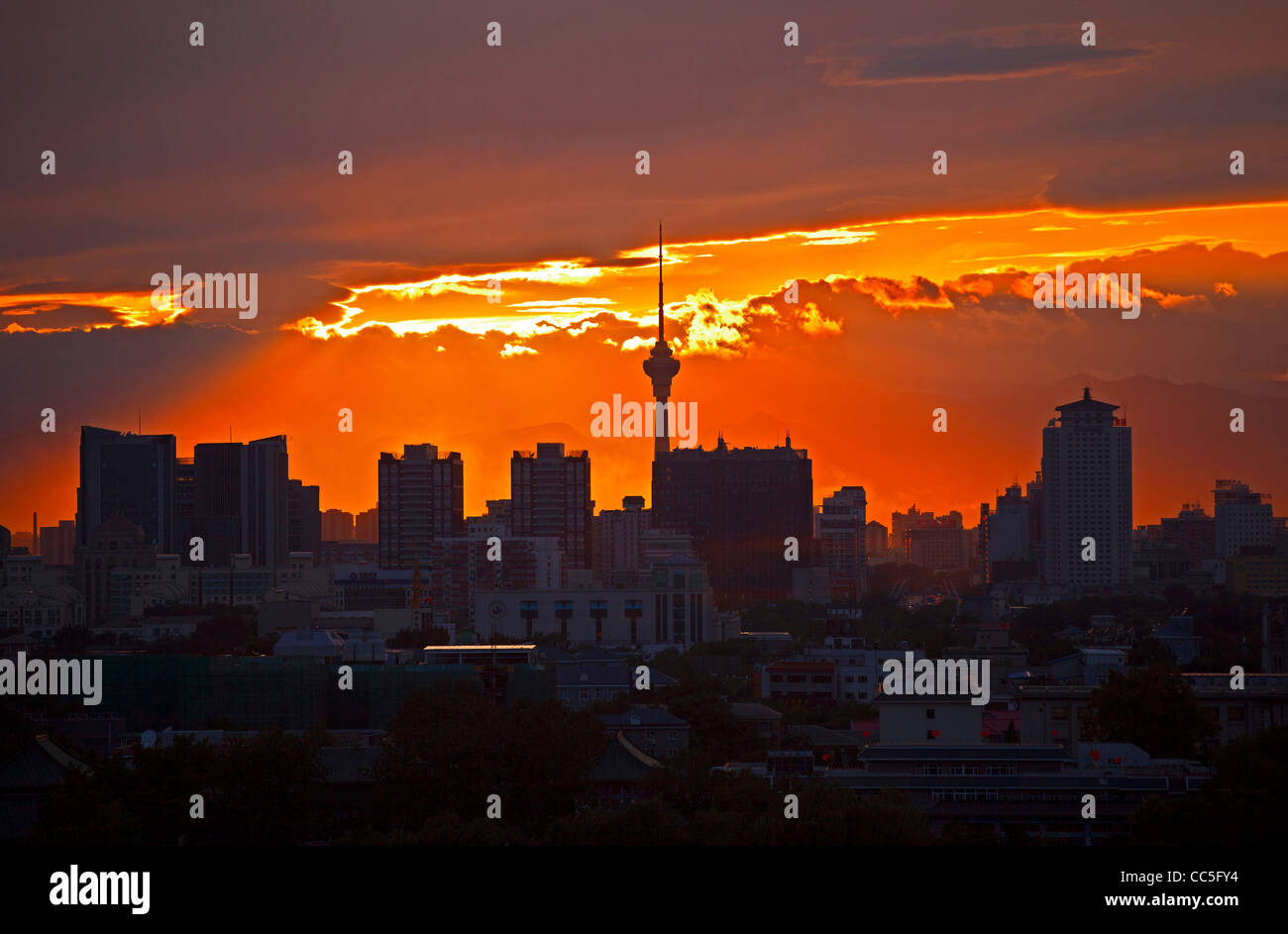 Dramatic sunset in Beijing, China Stock Photo