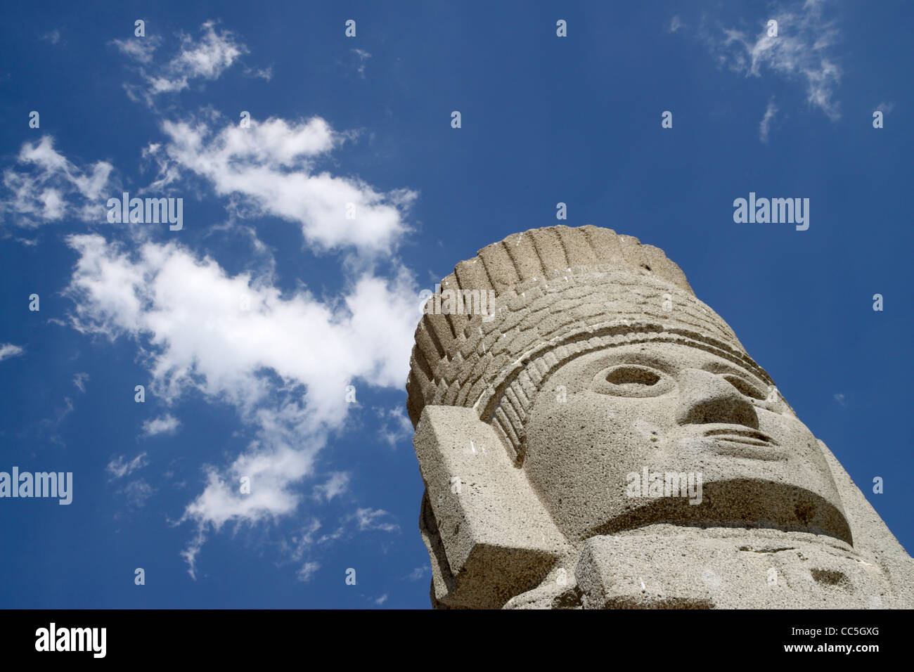 The Atlantes warriors statues of Quetzacoatl dressed in feathers and gods.Tula, Hidalgo. Mexico. Stock Photo