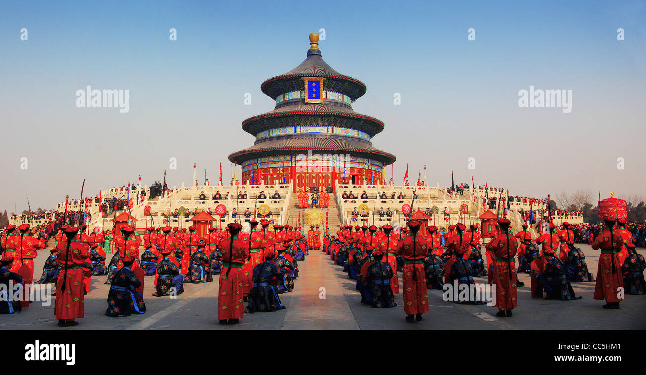 Worshipping Heaven Ceremony at Temple of Heaven, Beijing, China Stock Photo