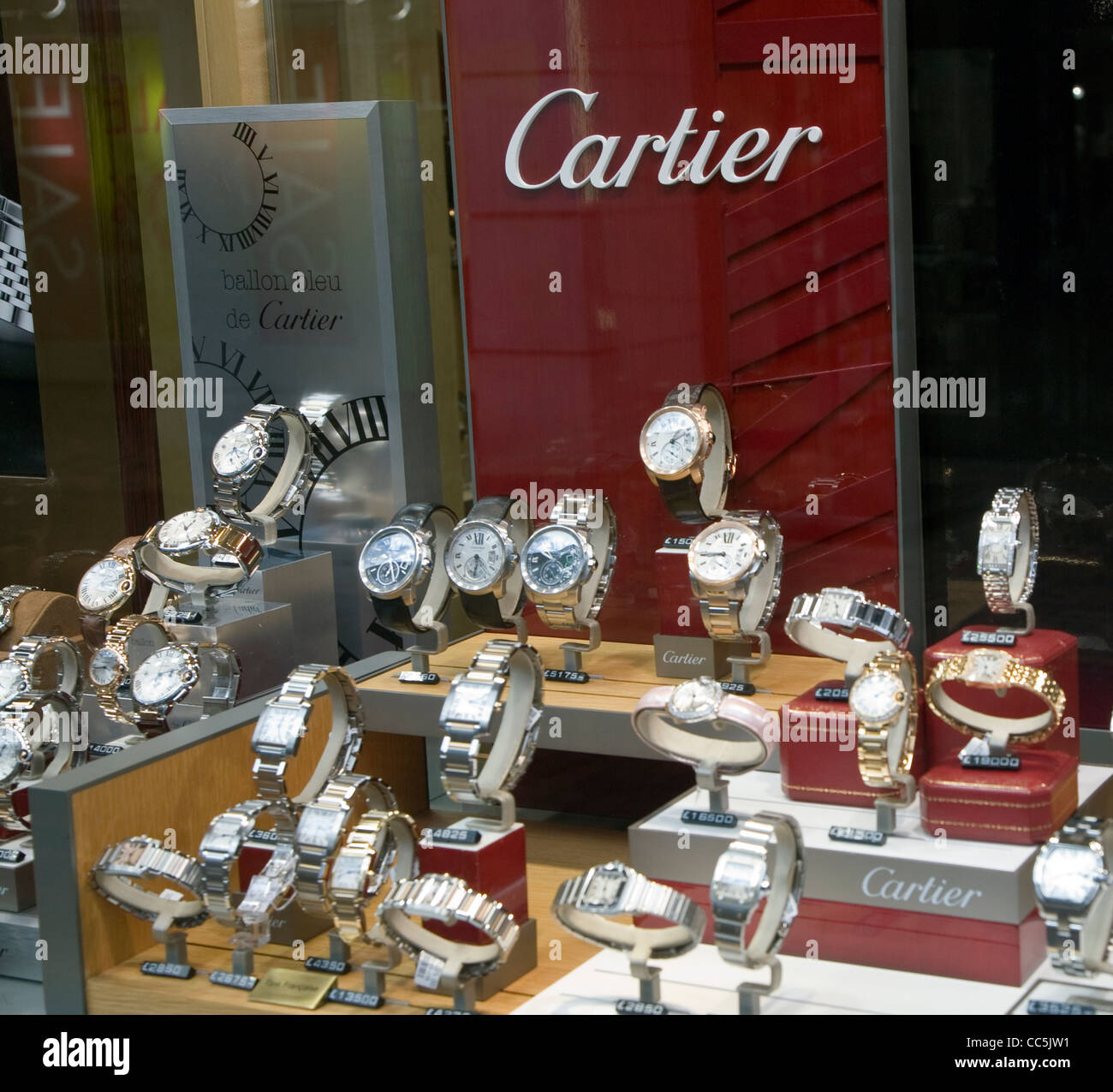 Cartier watch display shop window 