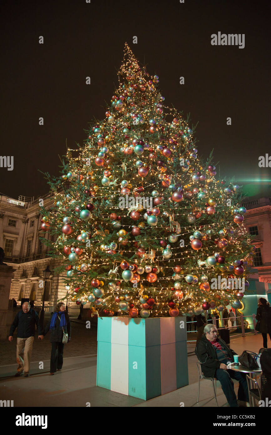Large Xmas tree at Somerset House Stock Photo