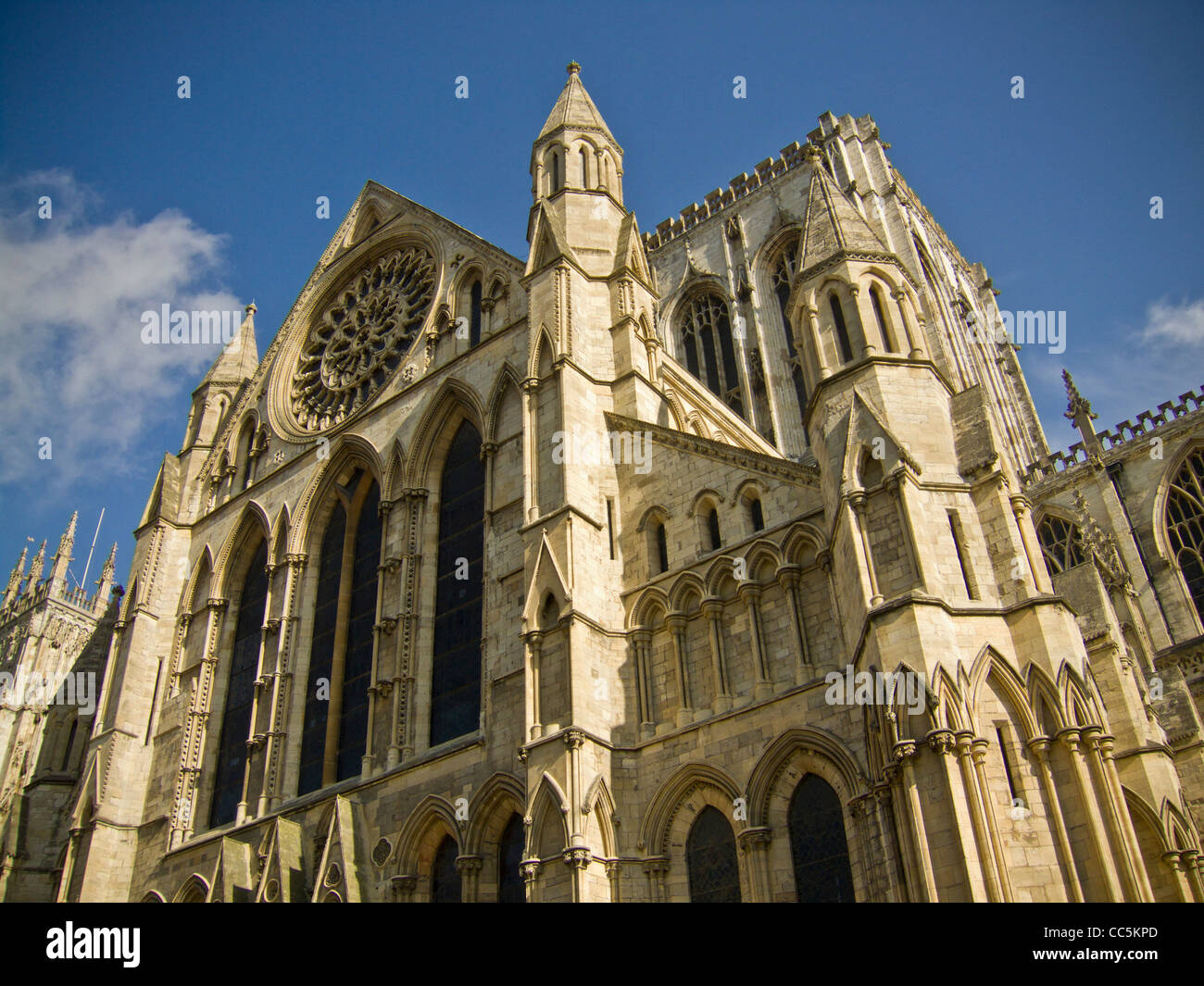 York Minster, UK. South Entrance with Rose Window. Stock Photo