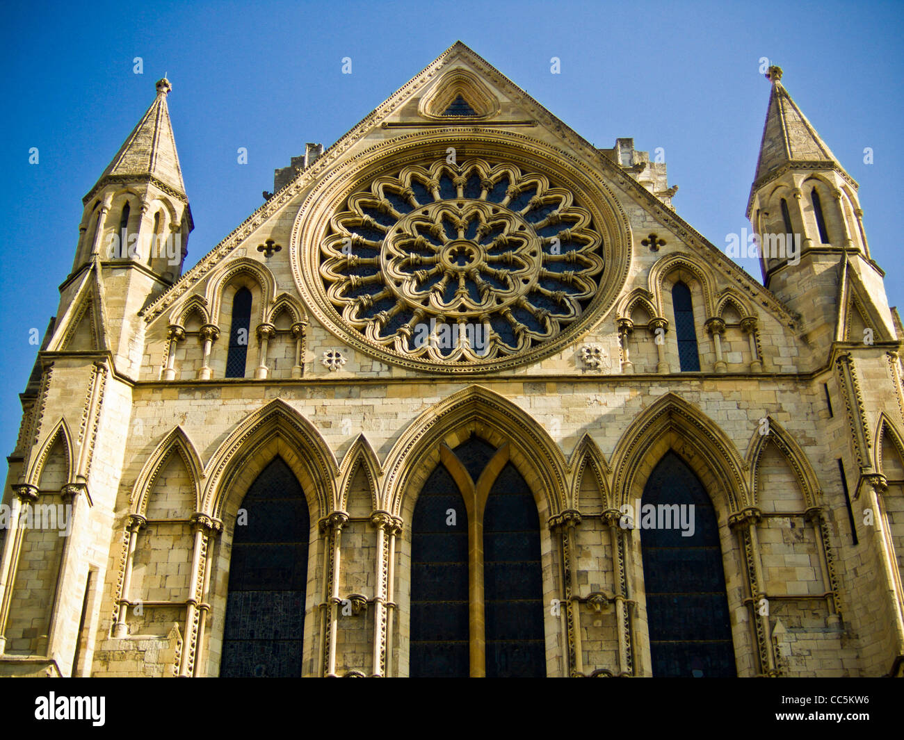 Rose Window on the south facade of York Minster, UK. Stock Photo