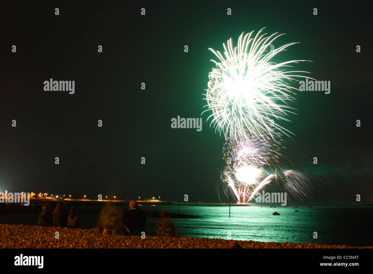 Firework display. Morecambe, Lancashire. England. September. Stock Photo