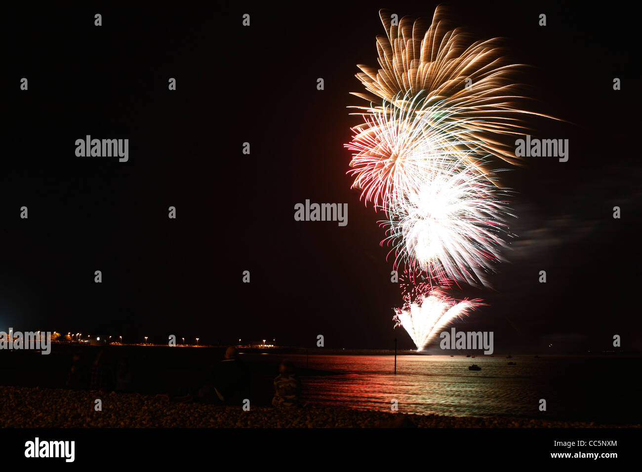 Firework display. Morecambe, Lancashire. England. September. Stock Photo