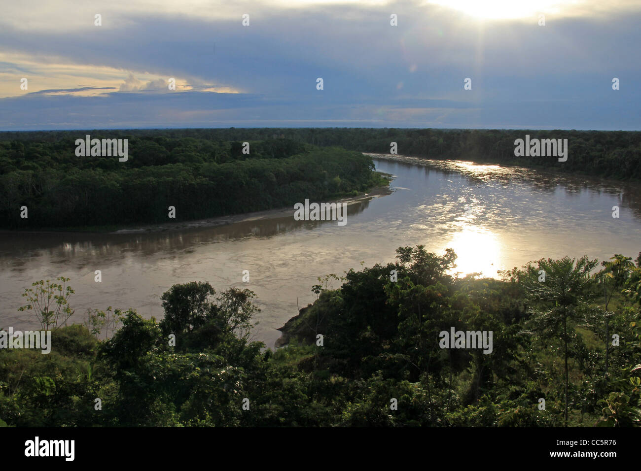 Primary Rain Forest viewed from the air in the Madre de Dios Region, Peru (The Amazon) Stock Photo