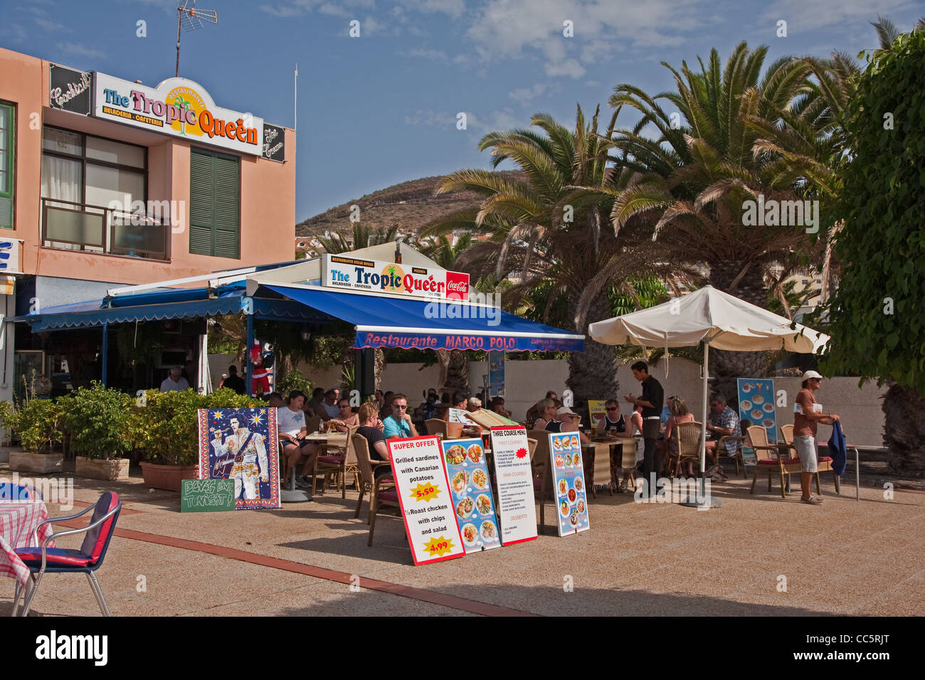 Tropic Queen bar and restaurant, Playa de las Americas, Tenerife Stock Photo -