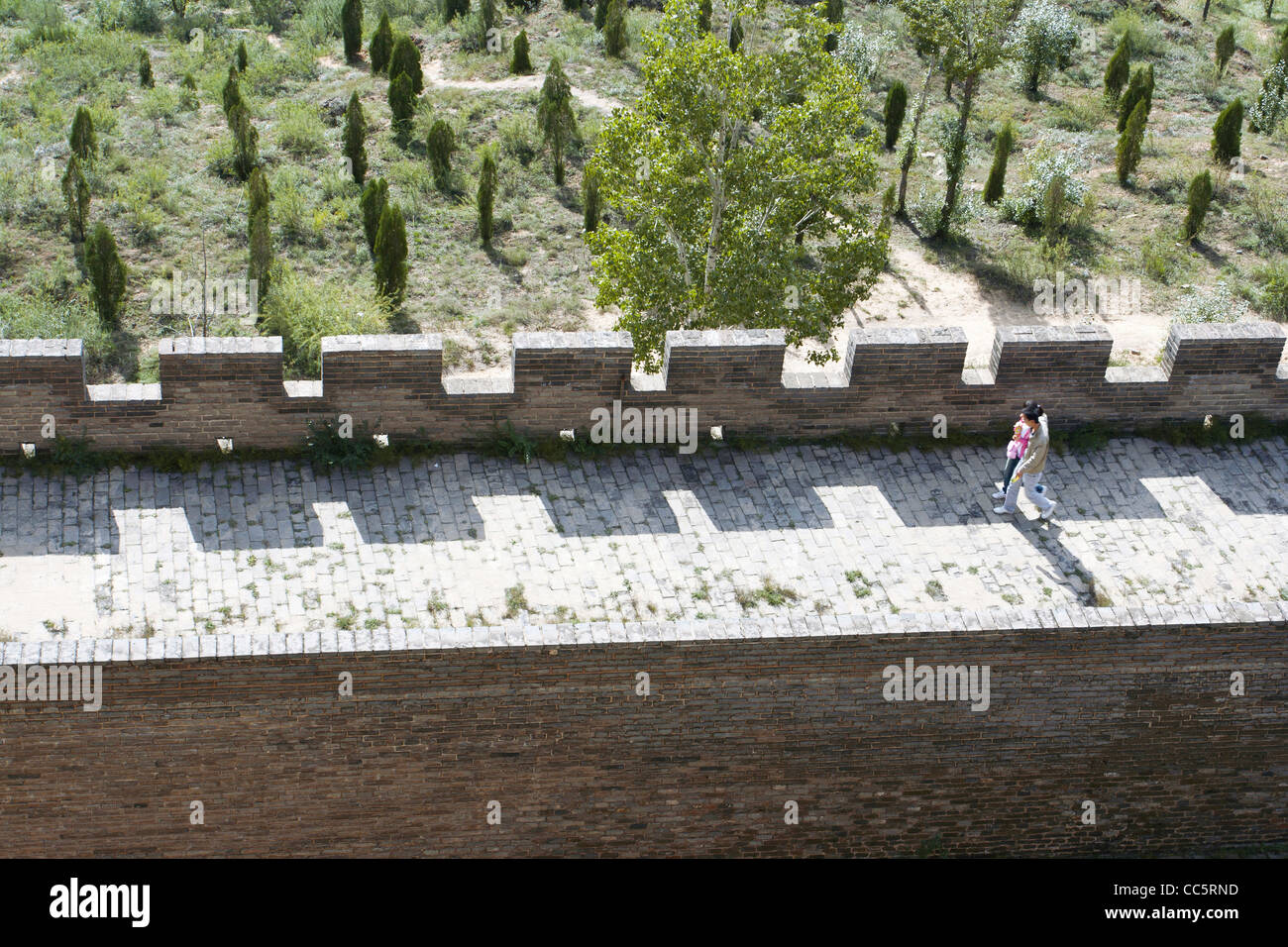 Young couple visiting Zhenbei Fortress, Yulin, Shaanxi , China Stock Photo