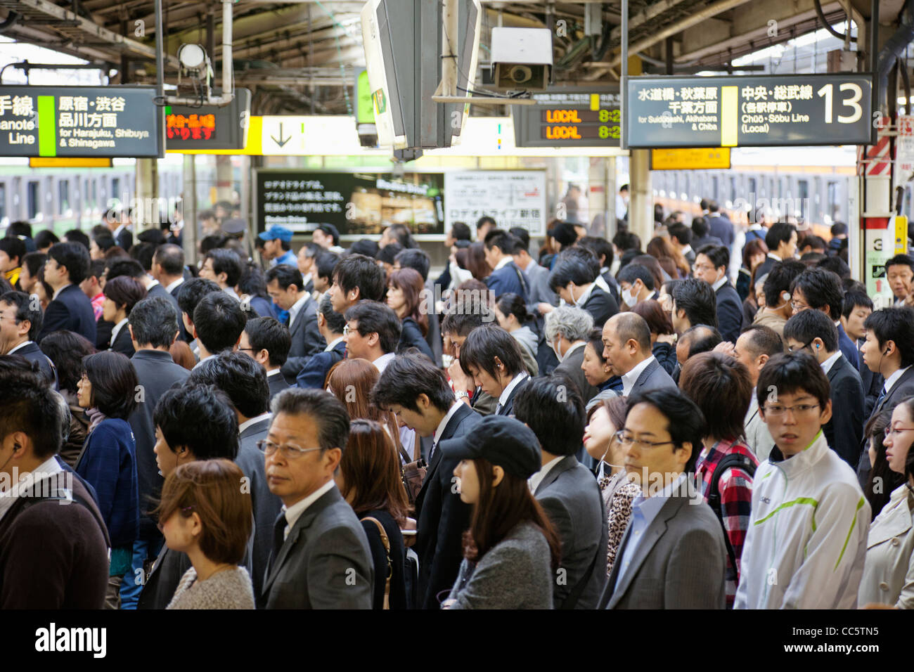 Japan, Tokyo, Shinjuku, Shinjuku Station, Rush Hour Commuters Stock