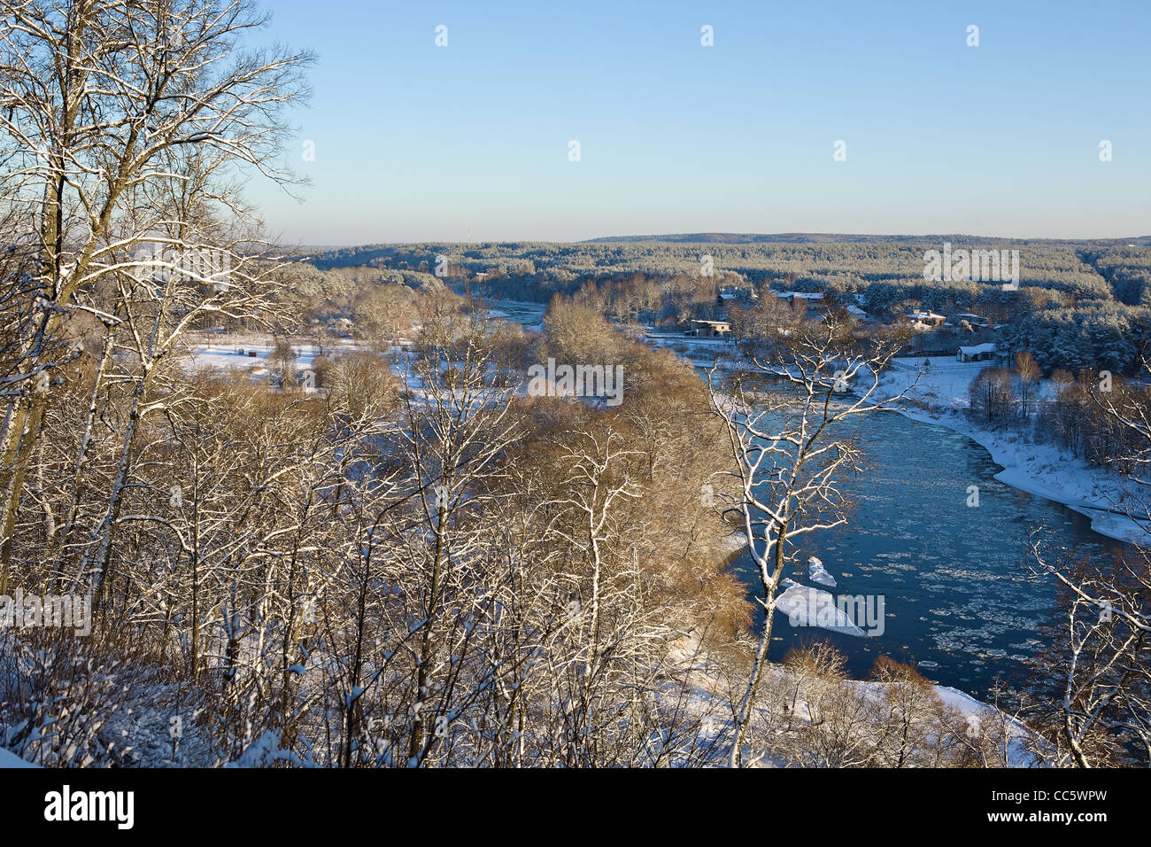 Neris river valley from Verkiai palace, Lithuania Stock Photo
