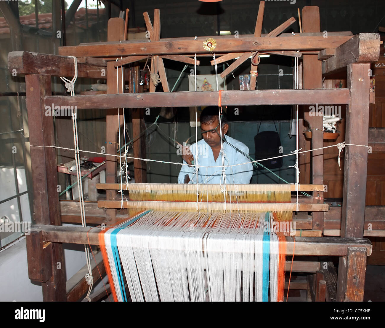 An insight of the Indian weaving industry Stock Photo