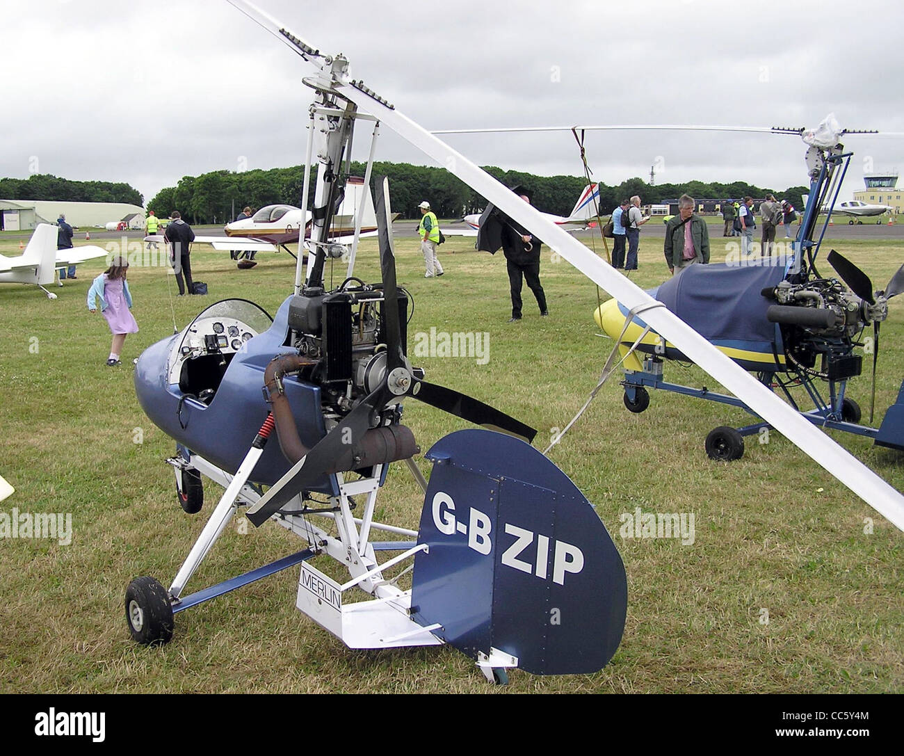 Single-seat Montgomerie Merlin B8MR autogyro at the Popular Flying Association Rally, Kemble Airfield, Gloucestershire, England. Stock Photo