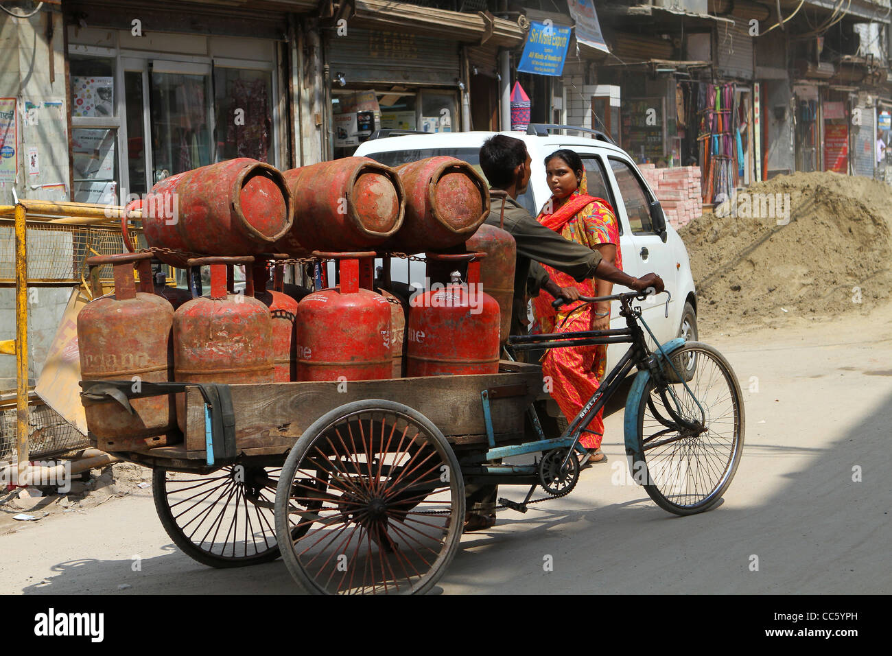 Delivering gas cylinders Delhi. India Stock Photo Alamy