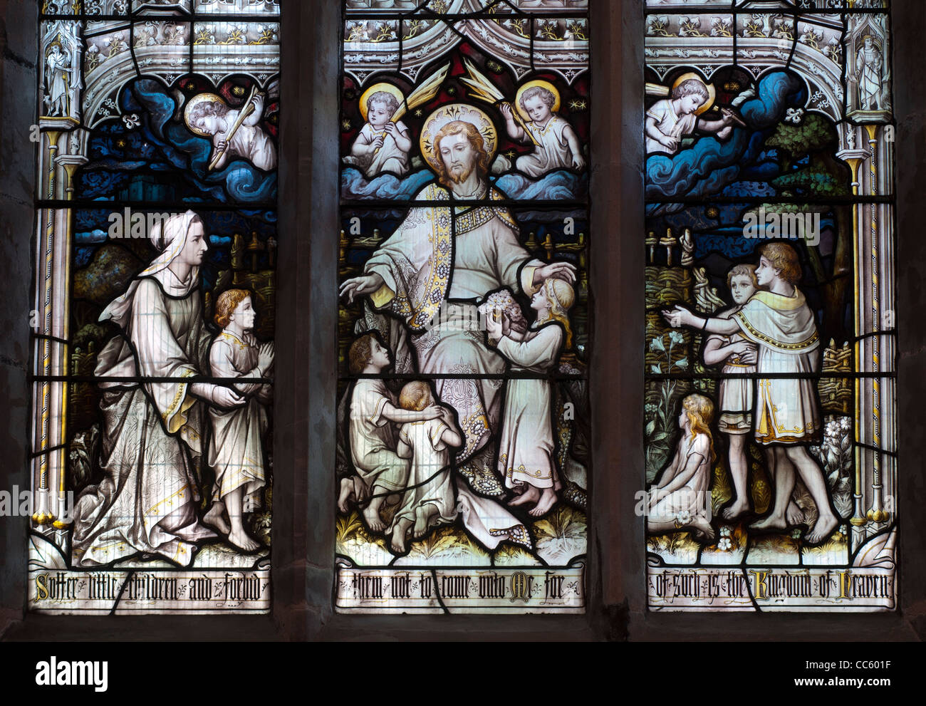 Christ with children stained glass, St. Nicholas Church, Kenilworth ...