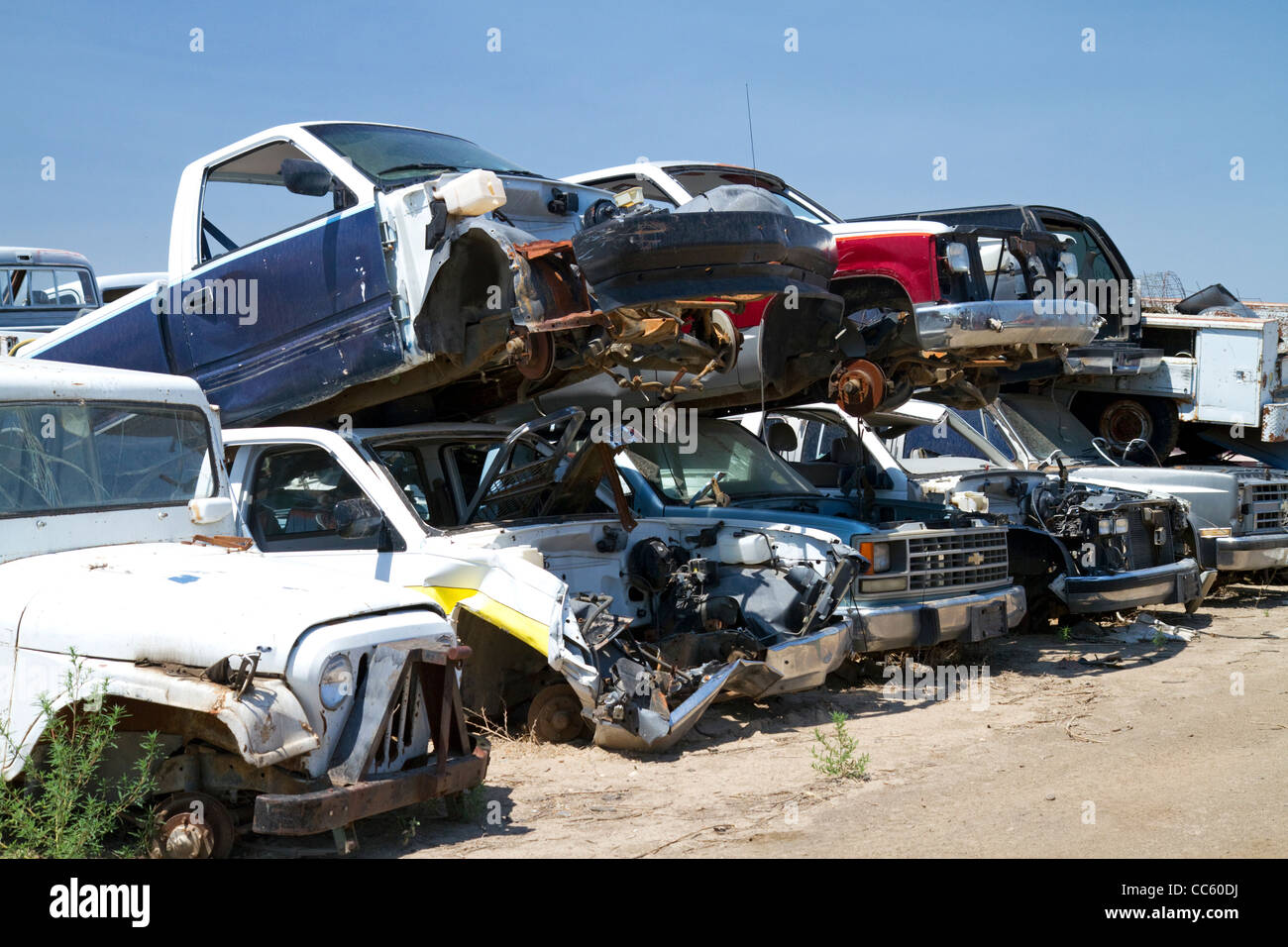 Automobile wrecking yard near Caldwell, Idaho, USA. Stock Photo