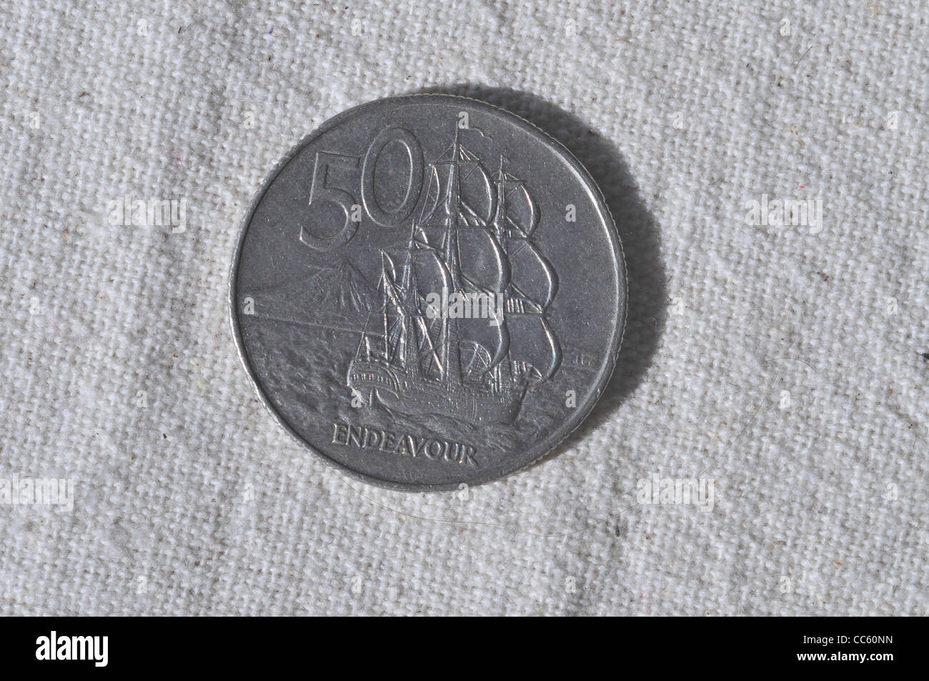 New Zealand dollar (NZD) 50 cents coin Stock Photo
