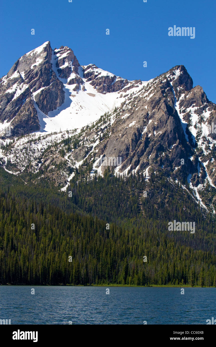 Stanley Lake and McGown Peak located in the Sawtooth National Recreation Area, Custer County, Idaho, USA. Stock Photo