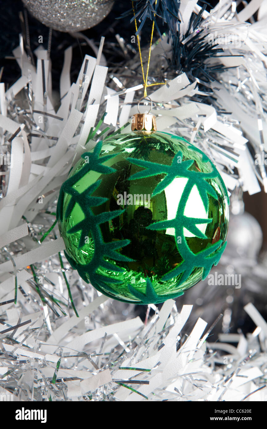 Close-up of a Christmas tree with decorations Stock Photo