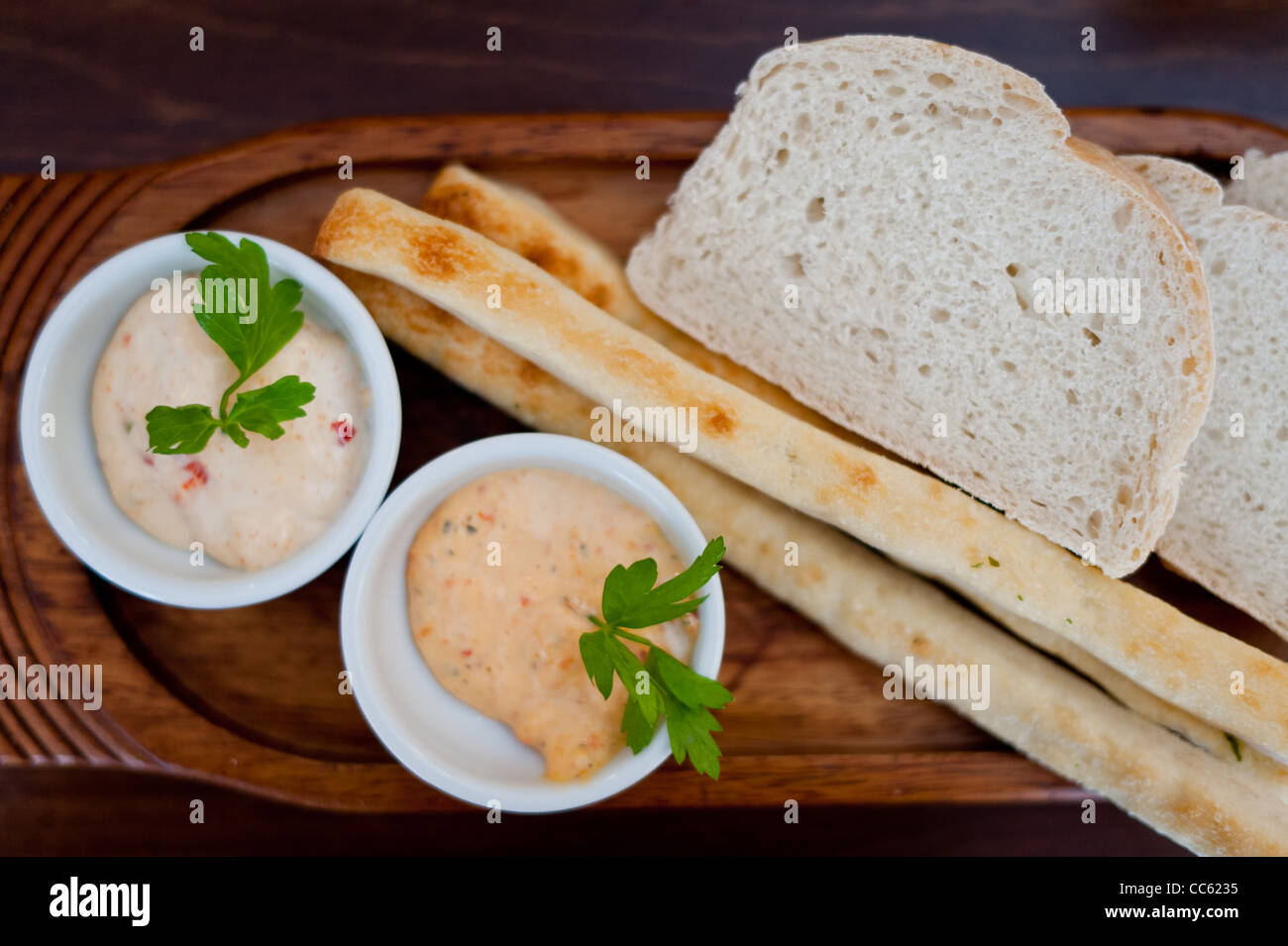 Italian bread with dip Stock Photo Alamy