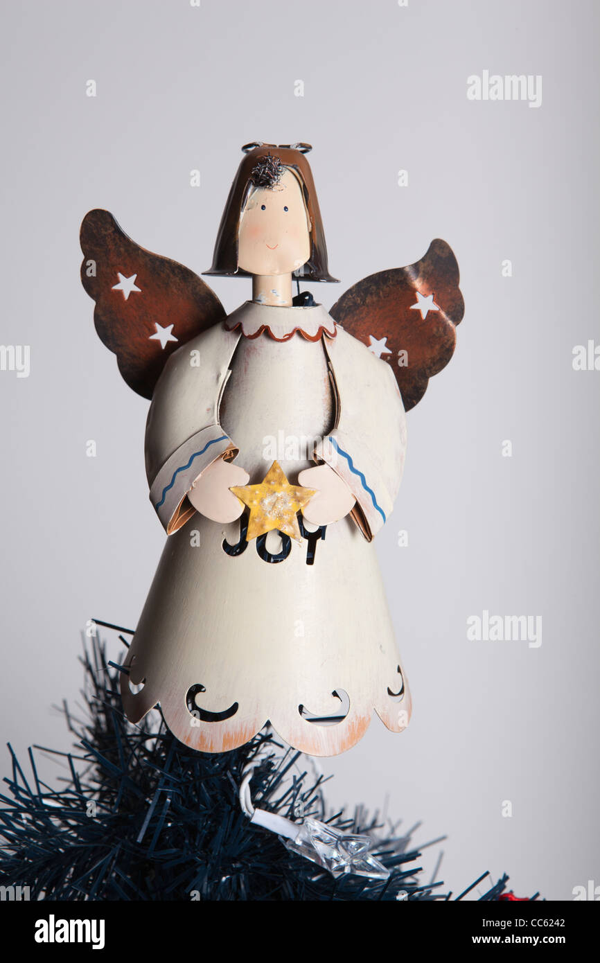 Close-up of an angel on top of a Christmas tree Stock Photo