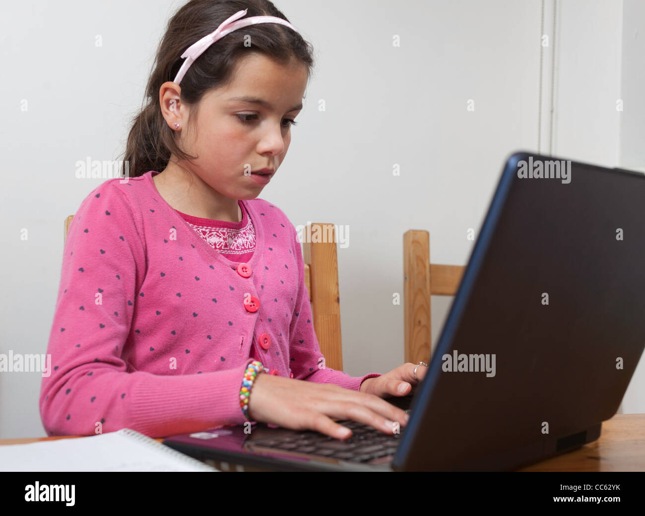 Young girl,10 years old on a laptop Stock Photo Alamy