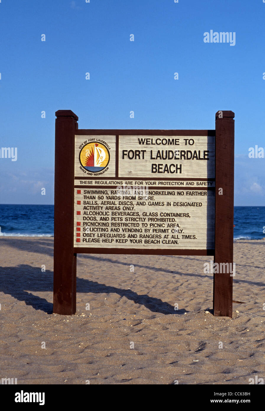 Beach Rules Sign Fort Lauderdale Beach Fort Lauderdale Florida Usa Stock Photo Alamy
