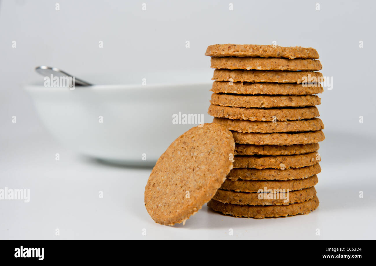 Traditional scottish oatcakes with soup. Stock Photo