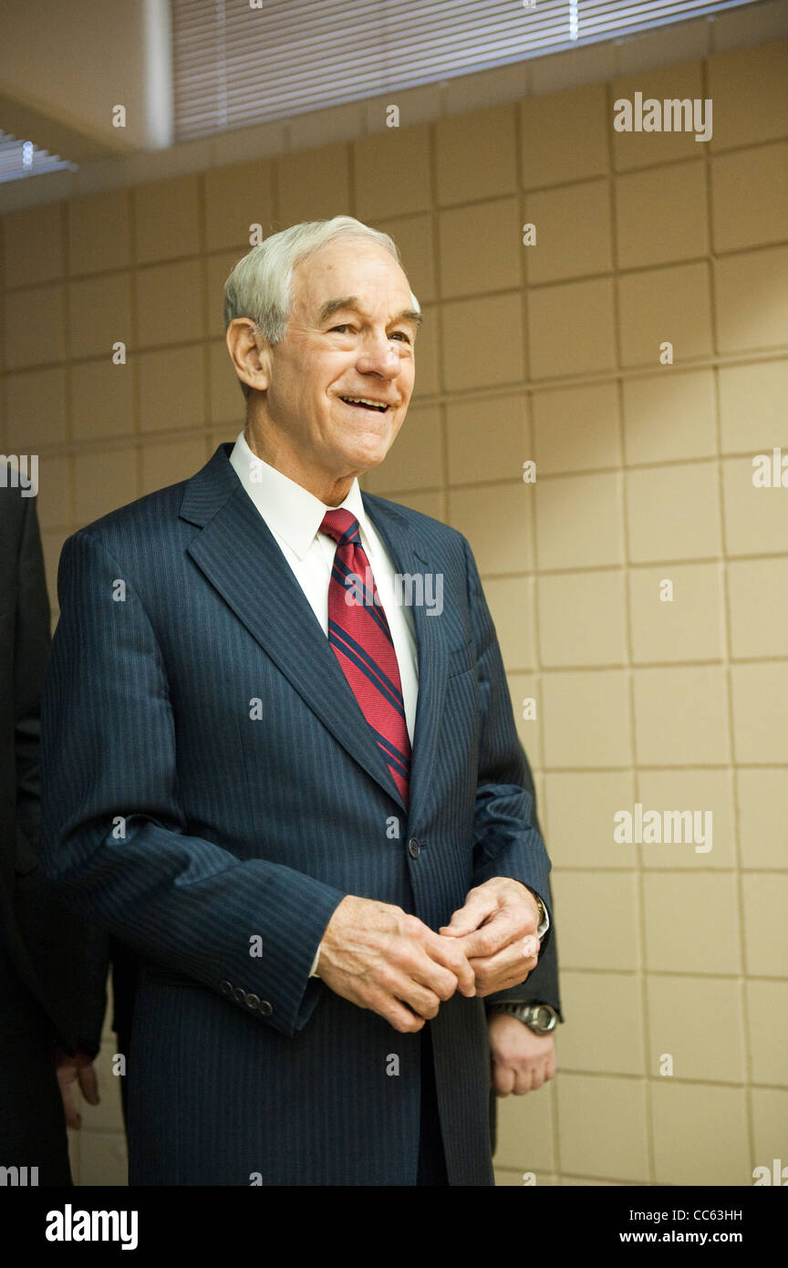 Republican presidential nominee candidate Ron Paul at a campaign stop in Le Mars, Iowa Stock Photo