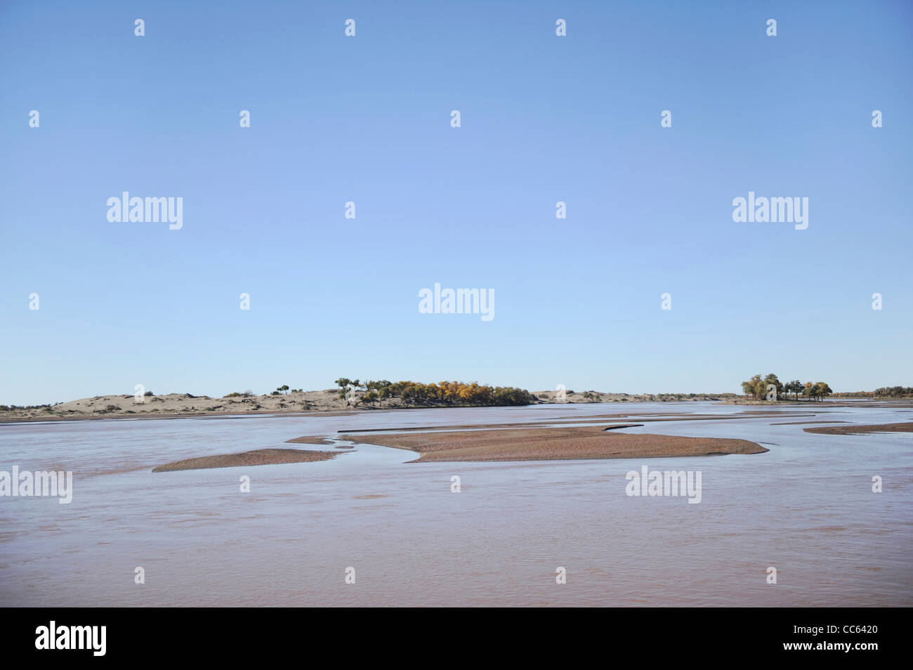 Tarim River, Tarim Euphrates Poplar National Nature Reserve, Xinjiang Uyghur Autonomous Region, China Stock Photo