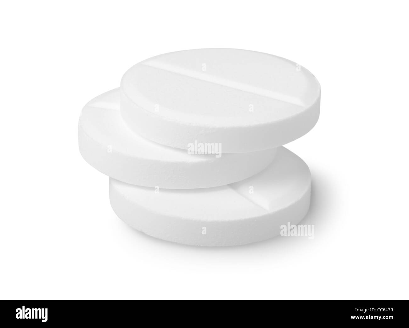 Three tablets aspirin isolated on a white background Stock Photo