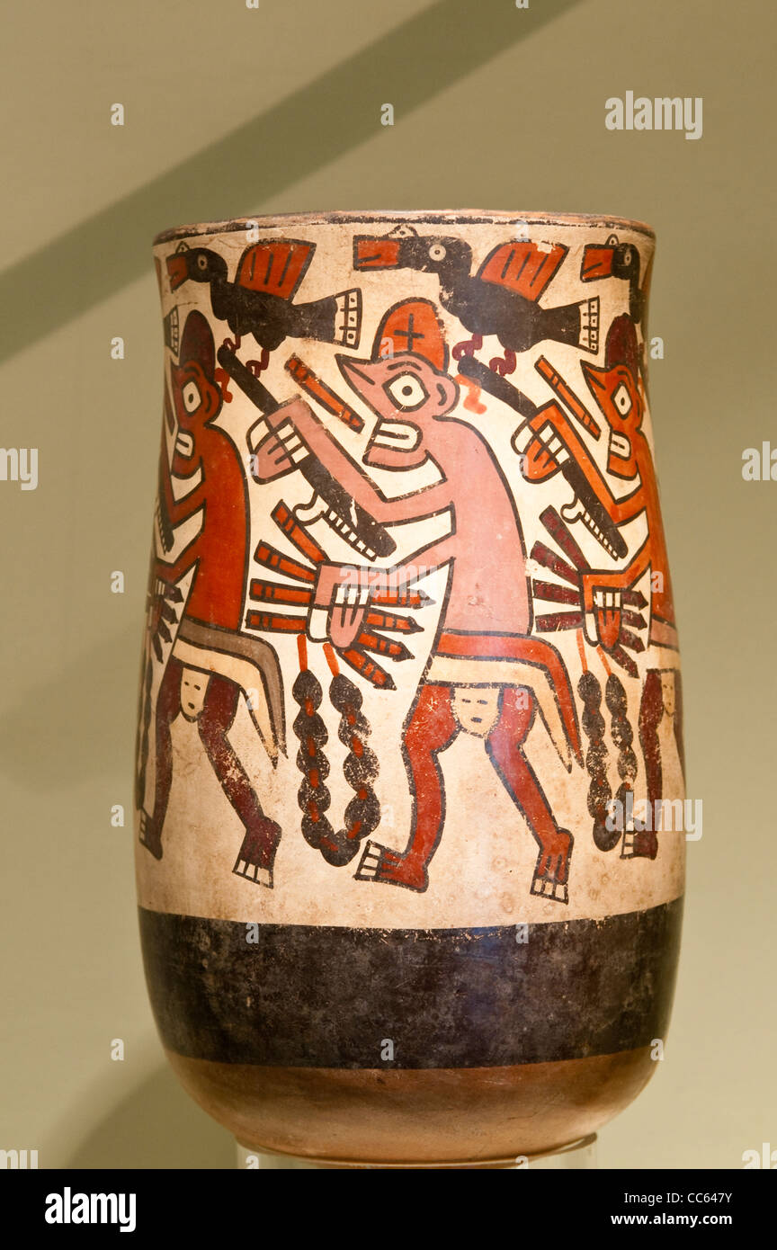 Peru, Lima. Inca vase artifact at the National Museum of Archaeology, Anthropology and History of Peru. Stock Photo