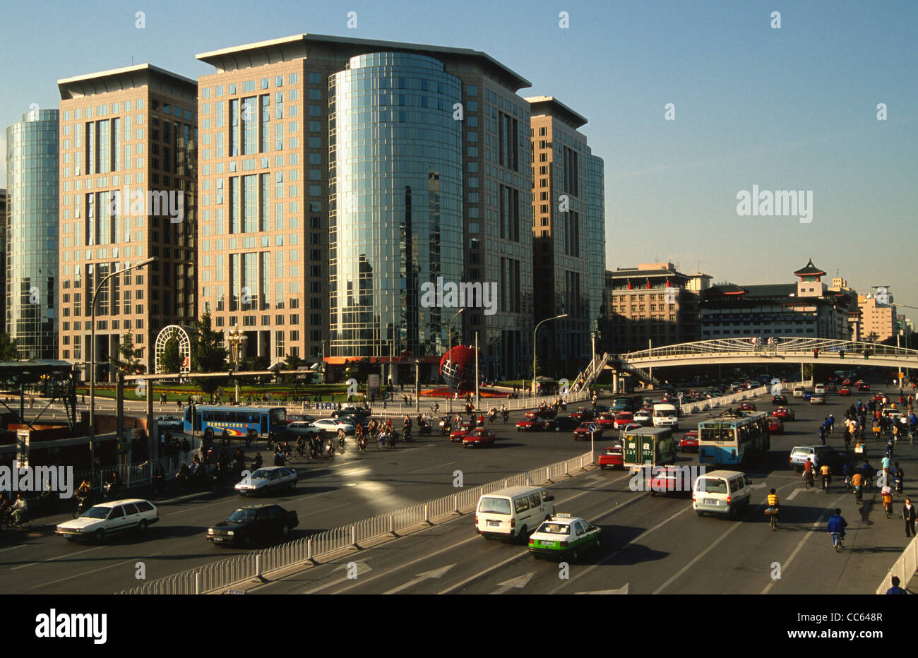 China, Beijing, Oriental Plaza, street scene, traffic, Stock Photo