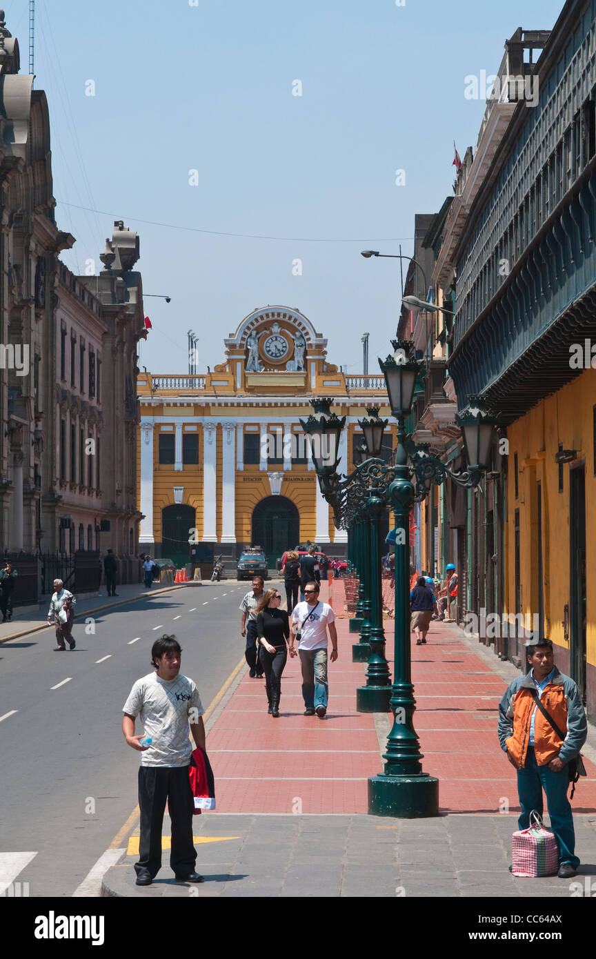 Peru, Lima. Street near the main train station. Stock Photo