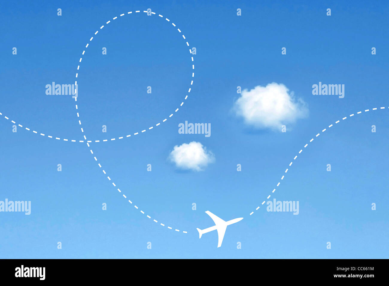 Airplane route Stock Photo