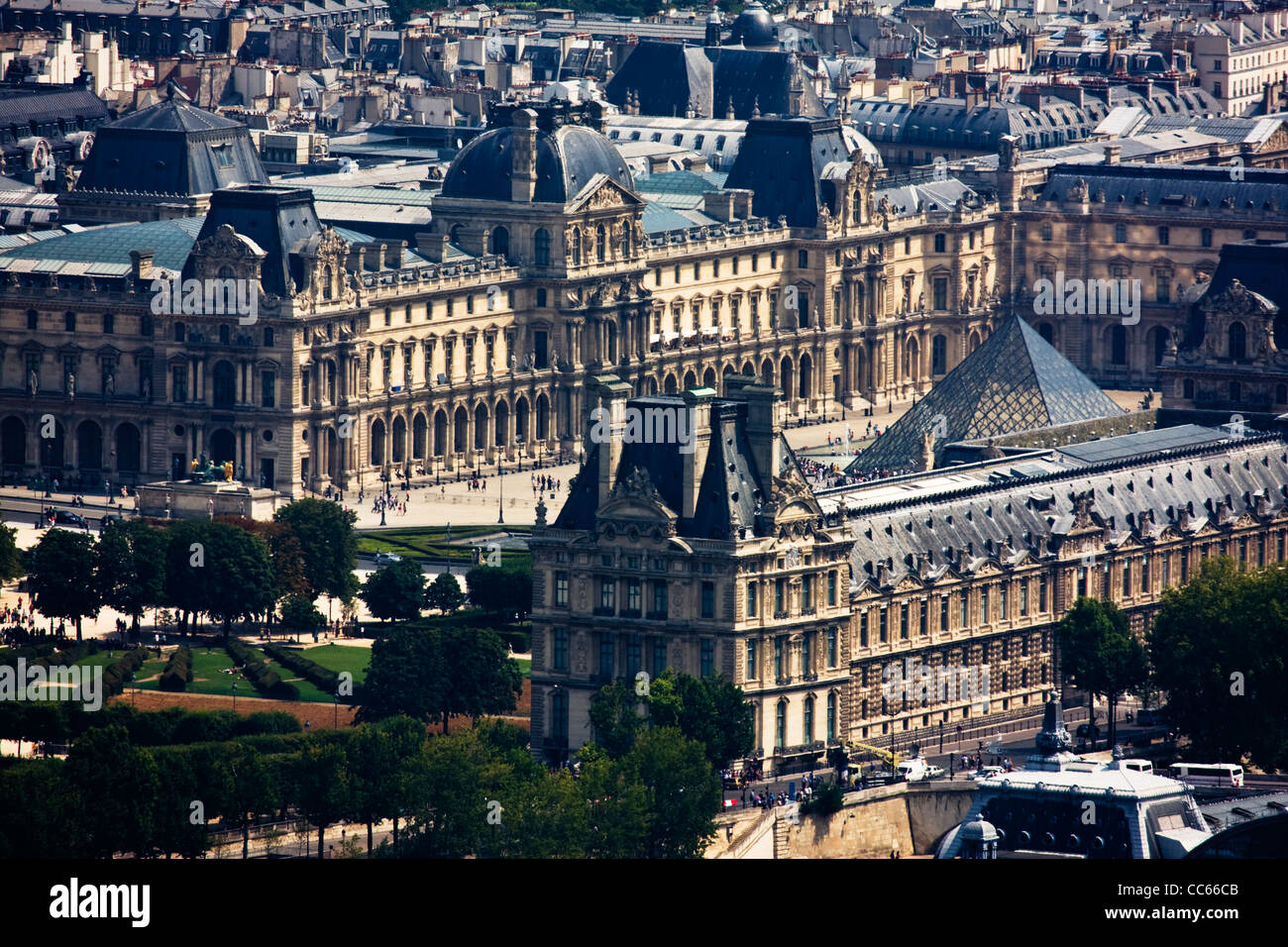 Musee du Louvre seen from Eiffel Tower, Paris, France Stock Photo