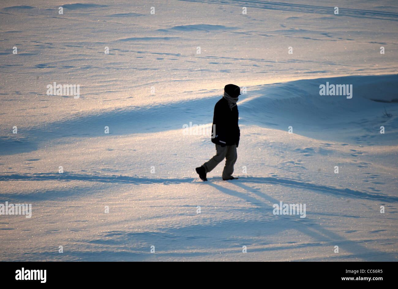 Man in Snow Stock Photo