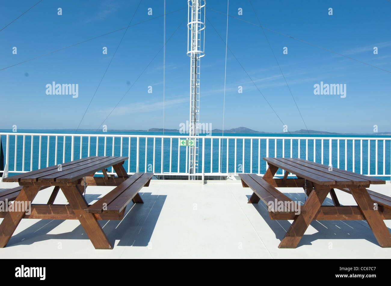 bench on boat deck Stock Photo Alamy