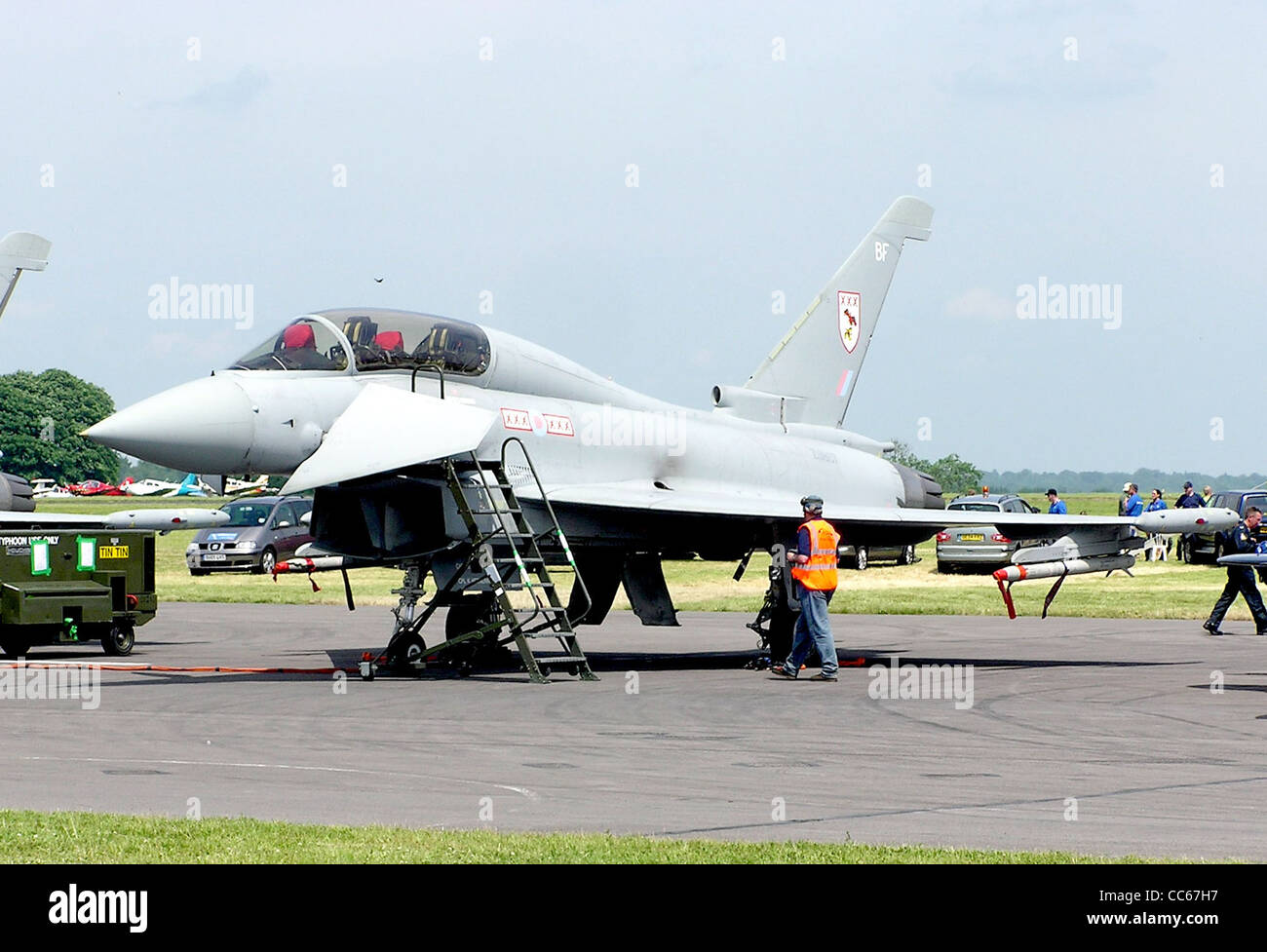 Eurofighter Typhoon T.1(ZJ807) of the Royal Air Force at Kemble Airfield, Gloucestershire, England. Stock Photo