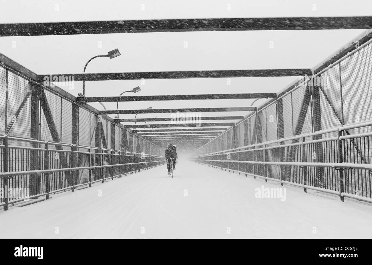 January 26th 2011 Snow seen falling on Williamsburg bridge in the