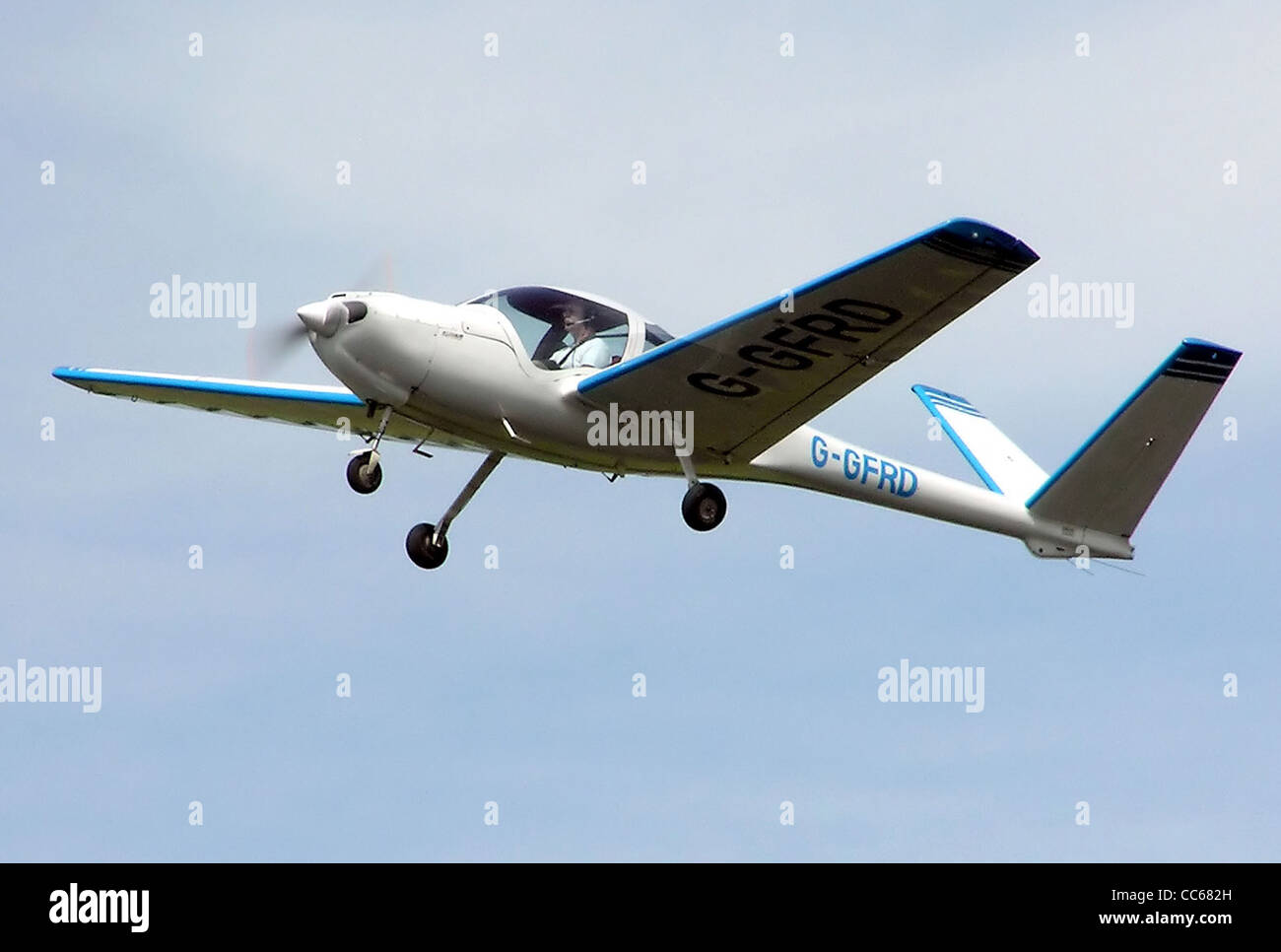 Robin ATL L light aircraft (UK registered GGFRD) taking off from