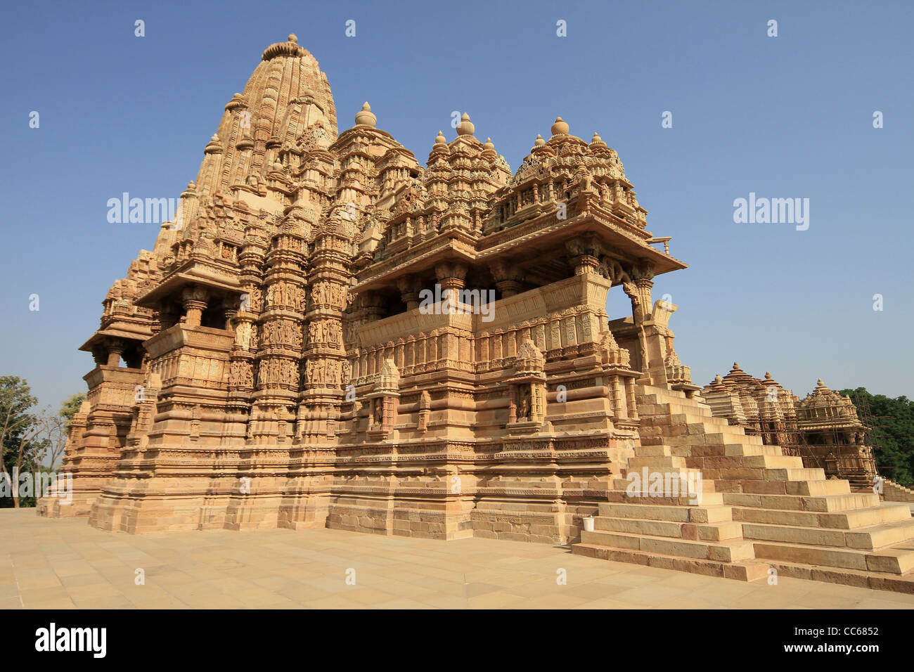 Carved stone temples at Khajuraho Unesco World Heritage Site. India