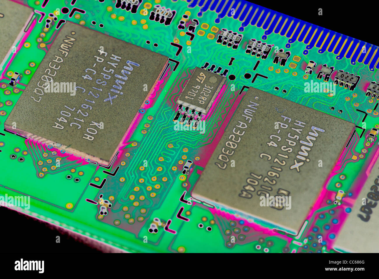 A colorised image of a computer component Stock Photo