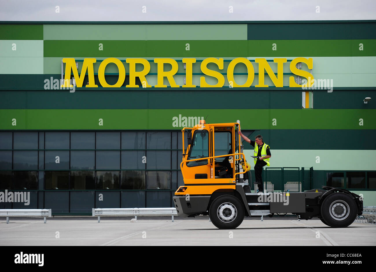 a Morrisons supermarket sign on a supply centre Stock Photo Alamy